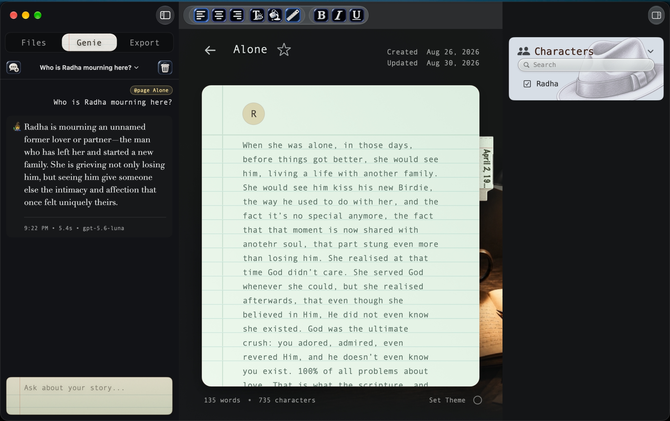 The Insanely Great Writer notes workspace